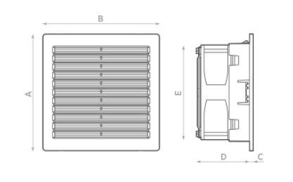 Abmessungen RCQ 50.11 O.ERRE Axiale Schaltschrank Ventilatoren